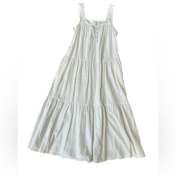 Faherty Marina Seersucker Maxi Dress White, Tiered Boho Maxi Dress, Size Small - Picture 5 of 11